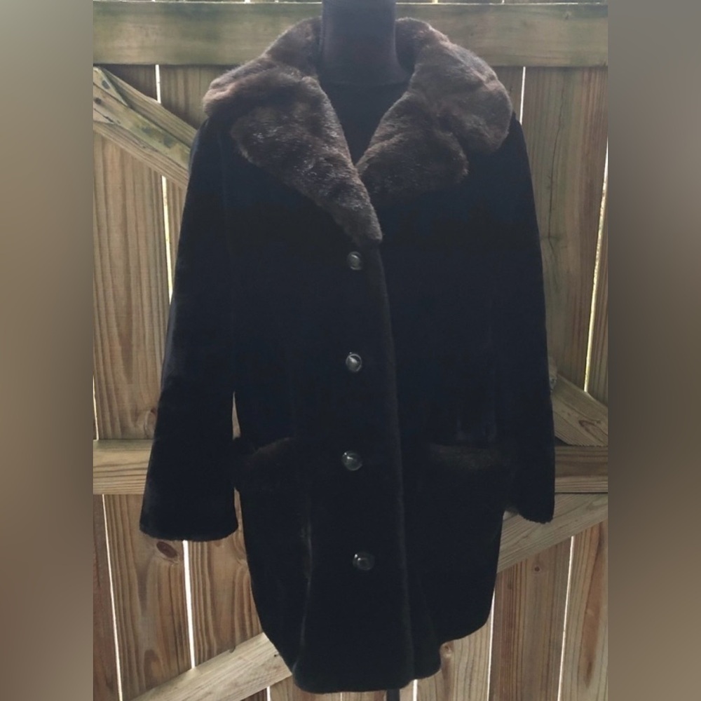 Borgazia Styled by Dubrowski & Joseph Dark Brown Faux Fur Coat Size 12